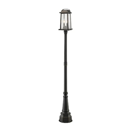 Z-Lite Millworks 2 Light Outdoor Post Mounted Fixture, Oil Rubbed Bronze & Clear Beveled 574PHMR-564P-ORB